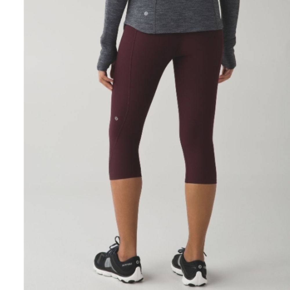 Lululemon Tight Stuff Crop in Bordeaux Drama/Raspberry